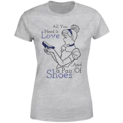 T-Shirt Femme Amour Et Chaussures - Cendrillon (Princesse Disney) - Gris -Disney 11666684 4264624227994725