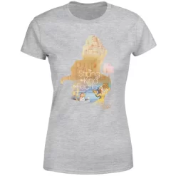 Disney Princess Filled Silhouette Belle Women's T-Shirt - Grey -Disney 11706011 8104624471513575