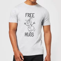 Disney T-Shirt Homme La Reine Des Neiges - Olaf Free Hugs - Gris