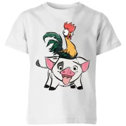 T-Shirt Enfant Hei Hei Et Pua Vaiana, La Légende Du Bout Du Monde Disney - Blanc