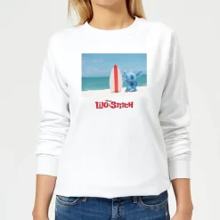Disney Lilo And Stitch Surf Beach Women's Sweatshirt - White