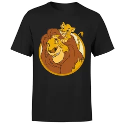 Disney Mufasa & Simba Men's T-Shirt - Black -Disney 12222225 2054689838049826