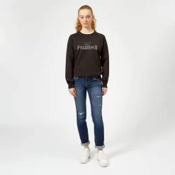 Disney Frozen 2 Title Silver Women's Sweatshirt - Black -Disney 12320497 1894713186986778