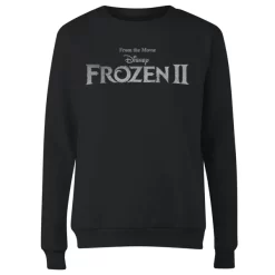 Disney Frozen 2 Title Silver Women's Sweatshirt - Black -Disney 12320497 3604713187068312