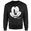 Disney Mickey Mouse Worn Face Sweatshirt - Black
