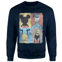 Disney Donald Duck Mickey Mouse Pluto Goofy Tiles Sweatshirt - Navy