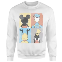 Disney Donald Duck Mickey Mouse Pluto Goofy Tiles Sweatshirt - White