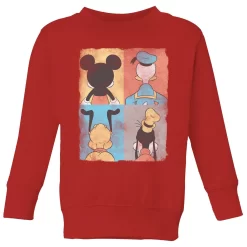 Disney Donald Duck Mickey Mouse Pluto Goofy Tiles Kids' Sweatshirt - Red