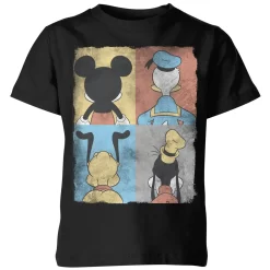 Disney Donald Duck Mickey Mouse Pluto Goofy Tiles Kids' T-Shirt - Black