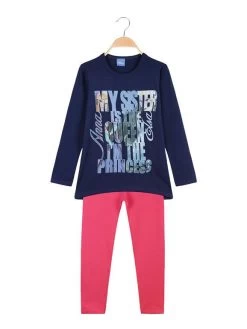 Disney Frozen Costume Long Bébé Fille Anna Et Elsa Avec Imprimé - Blu Scuro