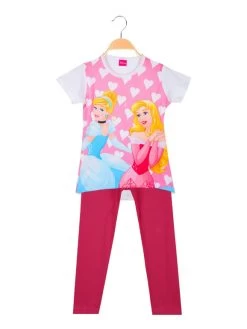 Disney Princess Ensemble Court Fille Avec Legging - Bianco