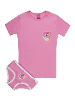 Disney Princess Ensemble Sous-vêtement Fille 2 Pièces - T-shirt + Slip - Rosa