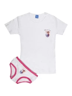 Disney Frozen Ensemble Sous-vêtement Fille 2 Pièces - T-shirt + Slip - Bianco