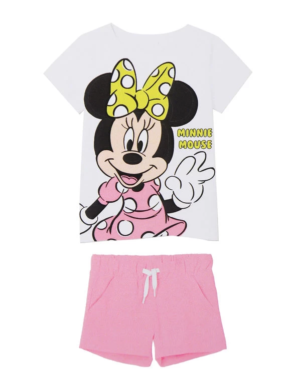 Disney MICKEY And FRIENDS- Ensemble Court Fille En Coton Avec Minnie - Bianco 4 Disney MICKEY And FRIENDS- Ensemble Court Fille En Coton Avec Minnie - Bianco – Image 4