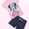 Disney MICKEY And FRIENDS- Ensemble Court Fille En Coton Avec Minnie - Rosa