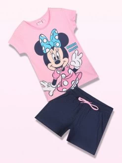 Disney MICKEY And FRIENDS- Ensemble Court Fille En Coton Avec Minnie - Rosa