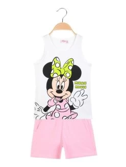 Disney MICKEY And FRIENDS- Ensemble Short Fille Avec Minnie - Bianco