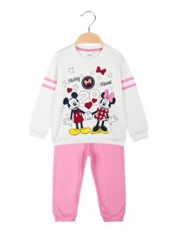 Disney Baby Pyjama Bébé Fille Minnie Et Mickey Mouse En Coton Chaud - Bianco