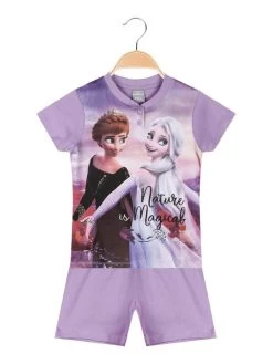Disney Frozen Pyjama Court Fille Anna Et Elsa - Lilla