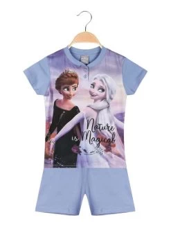 Disney Frozen Pyjama Court Fille Anna Et Elsa - Azzurro