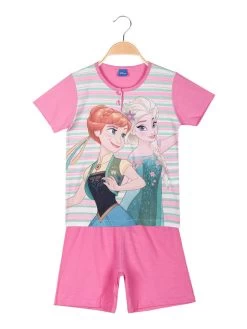 Disney Frozen Pyjama Court Pour Fille En Coton - Rosa