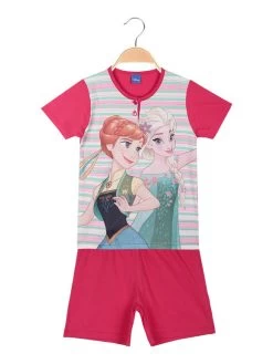 Disney Frozen Pyjama Court Pour Fille En Coton - Fuchsia