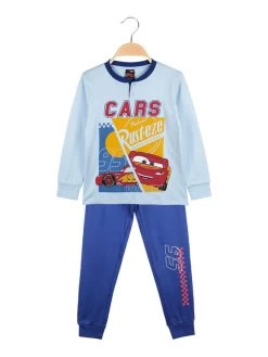 Disney Pyjama Long Cars Pour Garçon En Coton Chaud - Azzurro