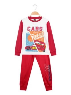 Disney Pyjama Long Cars Pour Garçon En Coton Chaud - Rosso