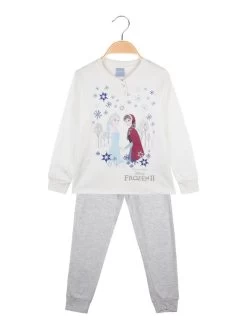 Disney Frozen Pyjama Long Pour Fille En Coton Chaud - Panna