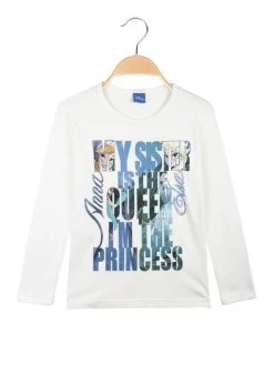 Disney Frozen T-shirt Fille Anna And Elsa En Coton Chaud - Bianco