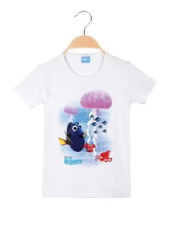 Disney T-shirt Fille Manches Courtes Avec Imprimé - Bianco