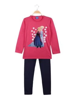 Disney Frozen T-shirt Long Complet Fille Anna Et Elsa + Legging