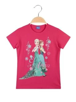 Disney Frozen T-shirt Petite Fille Anna Et Elsa - Fuchsia