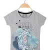 Disney Frozen T-shirt Petite Fille En Coton Avec Imprimé - Grigio