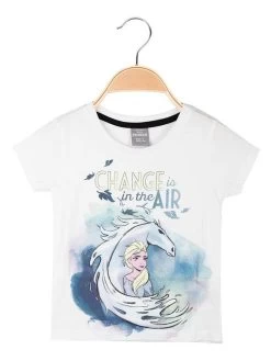 Disney Frozen T-shirt Petite Fille En Coton Avec Imprimé - Bianco